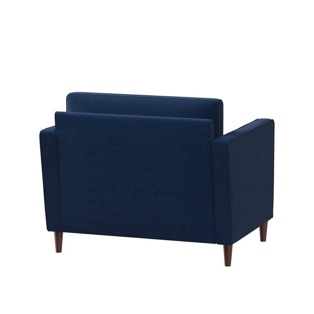 Elegant Navy Blue Microfiber Accent Chair with Wood Legs