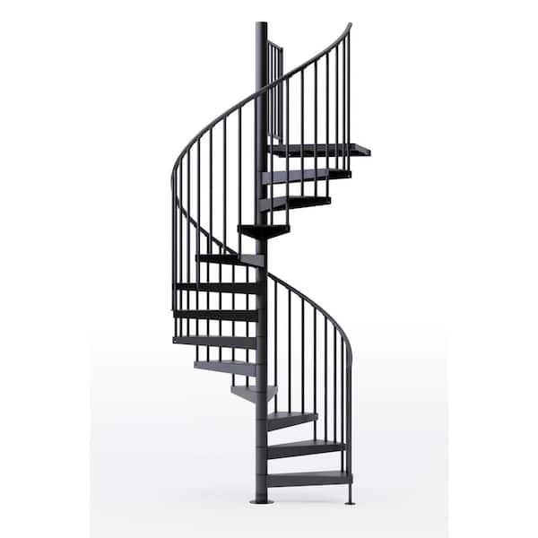Mylen STAIRS Condor Black Interior 60 in. Diameter Spiral Staircase Kit, Fits Height 93.5 in. to 104.5 in.