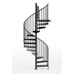 Condor Black Interior 60in Diameter, Fits Height 102in - 114in, 1 42in Tall Platform Rail Spiral Staircase Kit