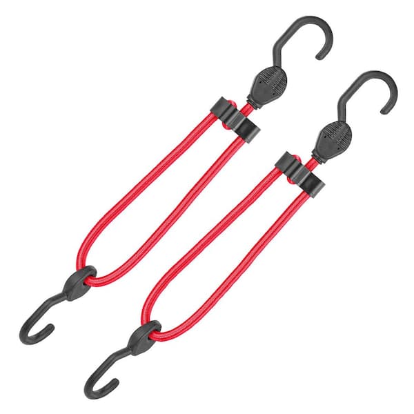 HDX 16 in. to 24 in. Adjustable Super Strong Bungee, Red (2-Pack)
