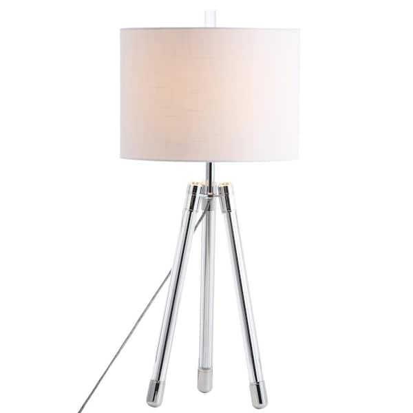 Wyman 30.5 in. Chrome/Clear Surveyor's Tripod Crystal/Metal LED Table Lamp