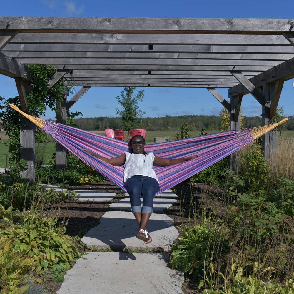 Vibrant Fiesta Double Cotton Portable Hammock Bed