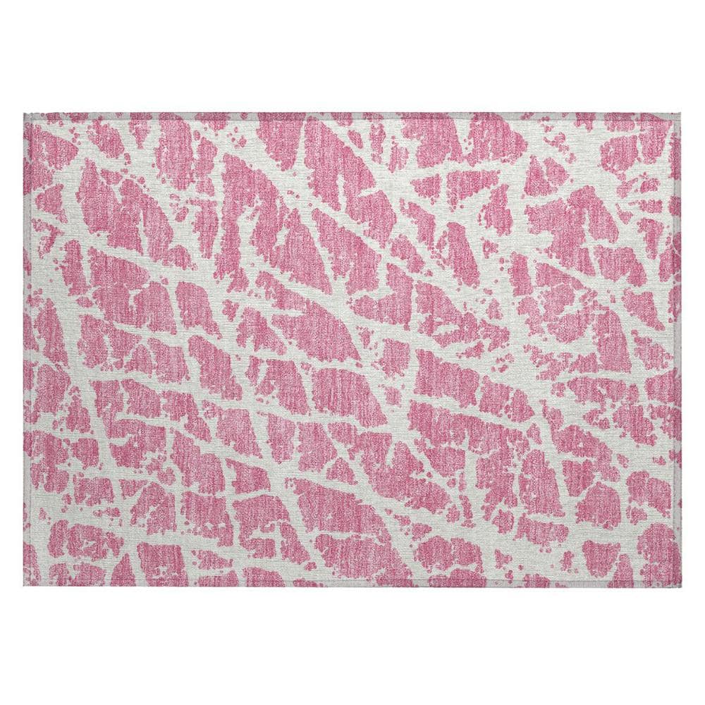 Pink and Ivory 2 ft. x 3 ft. Abstract Indoor/Outdoor Area Rug price history on PriceWatchPro