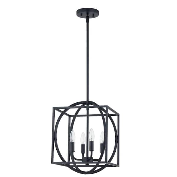 KAWOTI Aly 4-Light Black Lantern Pendant Light