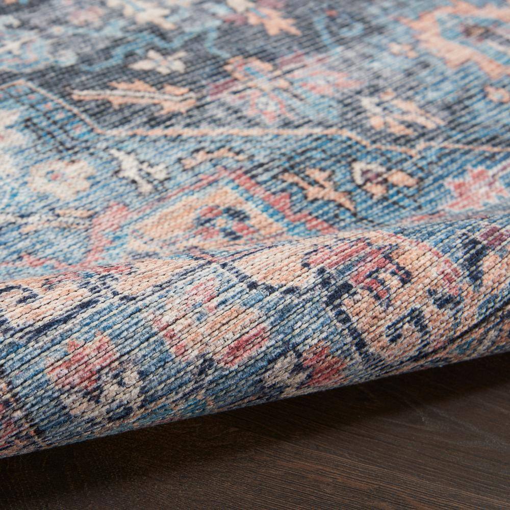 Light Blue Multi Floral Cotton Chenille Runner Rug 2' x 6'