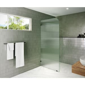 34 in. x 78 in. x .375 in. Fixed Frameless Shower Door Fixed Panel Fluted Frosted Radius Left Hand