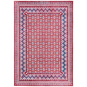 Brentwood Red/Ivory 5 ft. x 8 ft. Multi-Border Geometric Area Rug