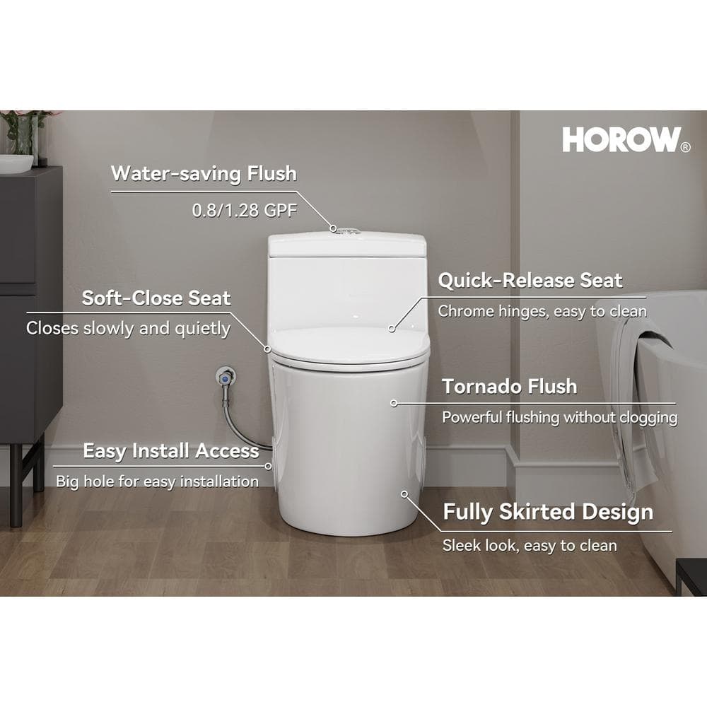 Greta White Elongated One-Piece Dual Flush Toilet