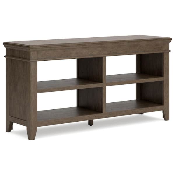 Signature DESIGN BY ASHLEY Janismore 30 in. Tall Gray Wood 2-Shelf Accent Bookcase