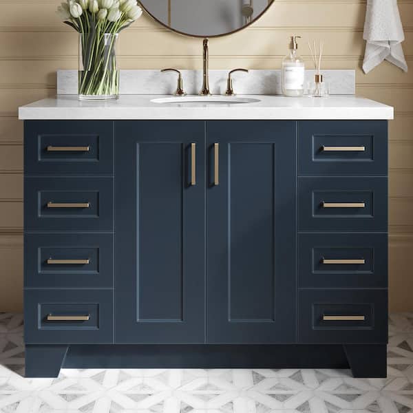 ARIEL Taylor 49 in. W x 22 in. Dx 36 in. H Bath Vanity in Midnight Blue with Carrara White Marble Top