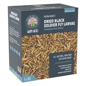 5 lbs. Worm Nerd Dried Black Soldier Fly Larvae High Protein treat for Chickens, Birds, Reptiles, Amphibians, Fish