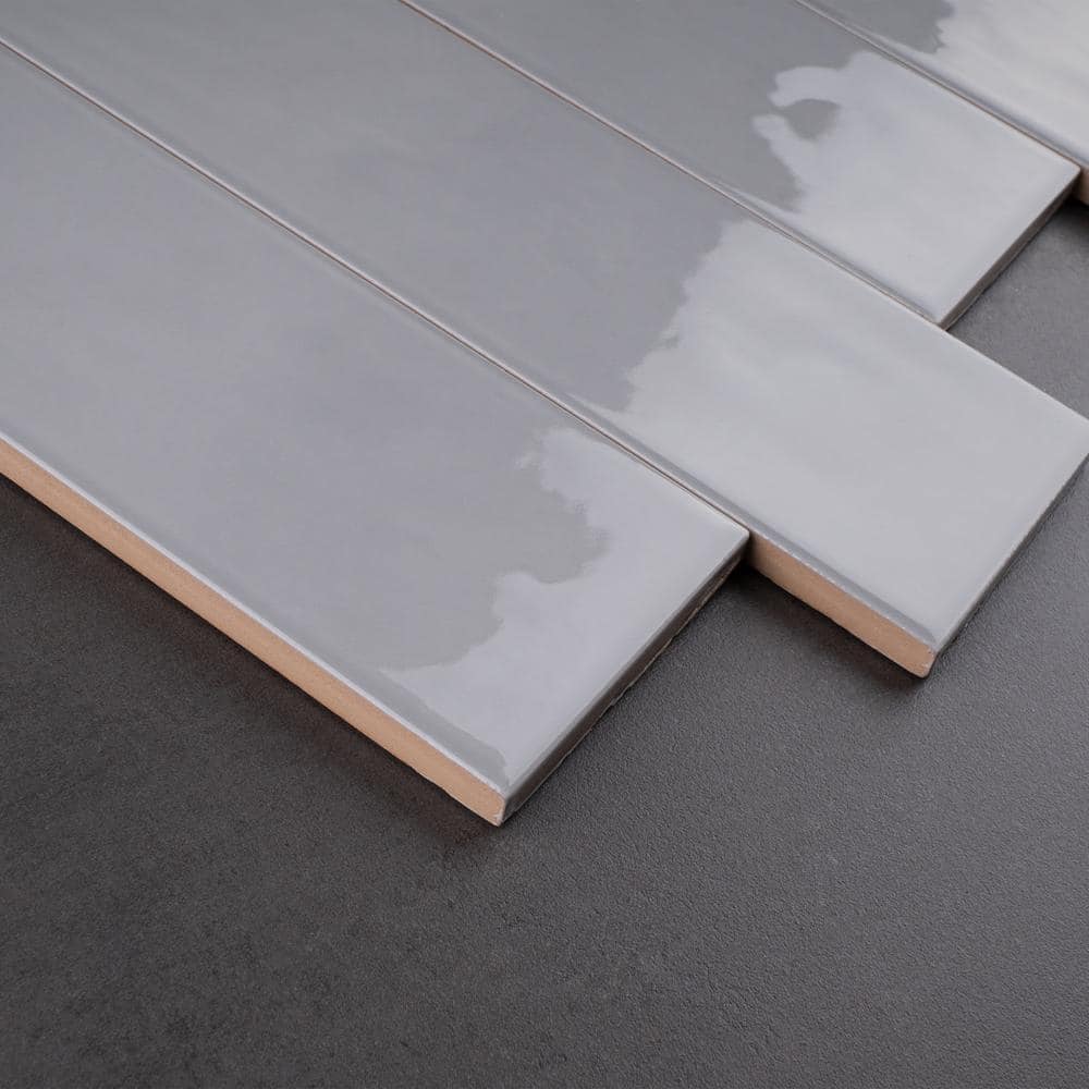 Light Gray Glossy Ceramic Subway Wall Tile 3x12