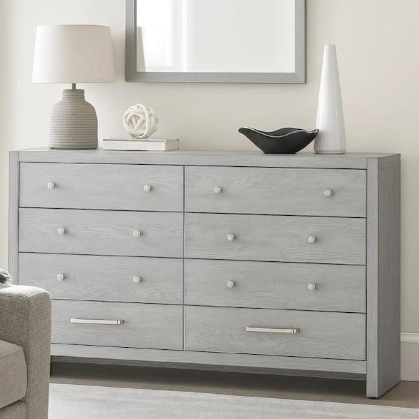 Benjara 39.53 in. x 0.98 in. Square Wooden Frame Gray Dresser Mirror