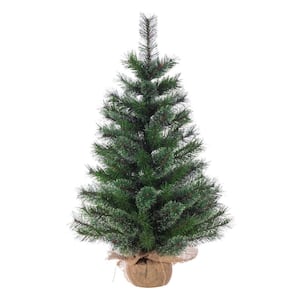 3 ft. Un-Lit Pistol Pine Artificial Christmas Tree in Burlap Bag Base
