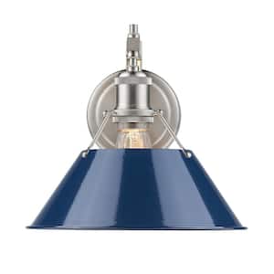 Orwell PW 1-Light Pewter Sconce with Navy Blue Shade