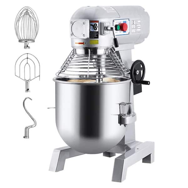 30 Qt. 3-Speed Commercial Food Mixer in Silver with Stainless Steel Mixing Bowl, Dough Hook, Dough Hook