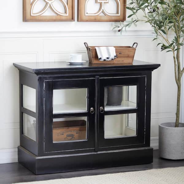 Litton Lane Black Traditional Wood Cabinet