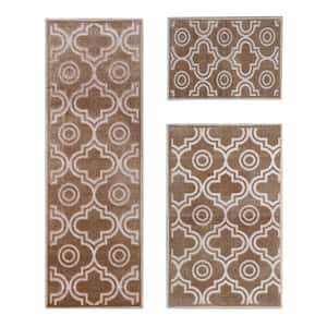Arya Collection Taupe Polyester  (20 in. x 60 in. : 26 in. x 42 in. : 20 in. x 34 in.) 3 Piece Area Rug Set