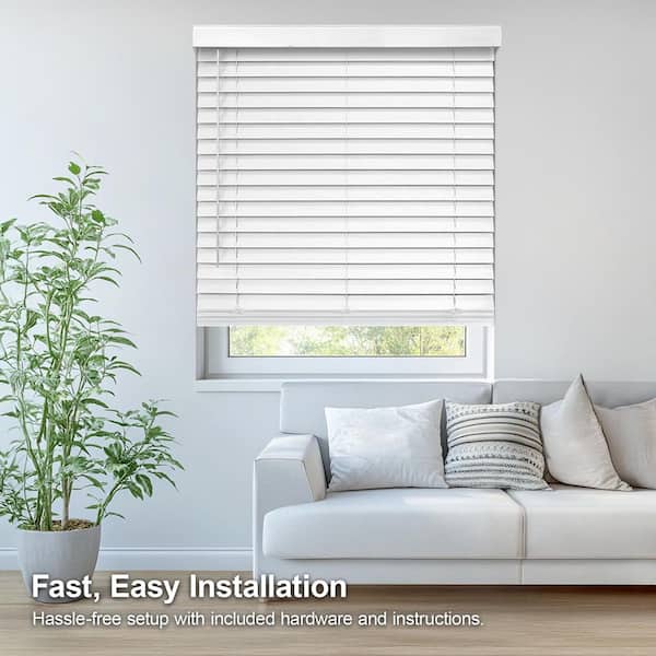 Chicology White Cordless Room Darkening Faux Wood Window Blinds