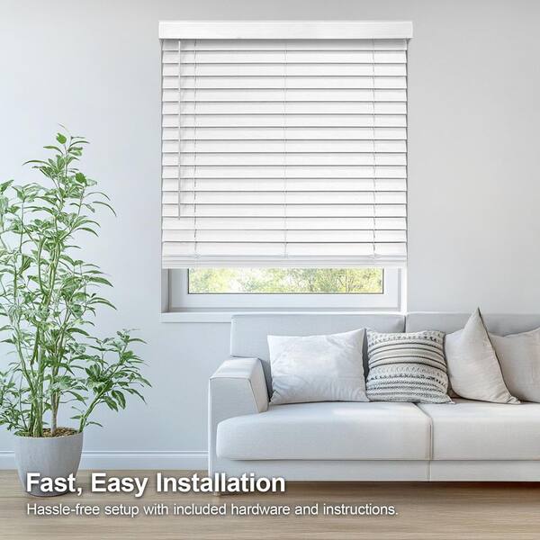 Chicology White Cordless Room Darkening Faux Wood Window Blinds