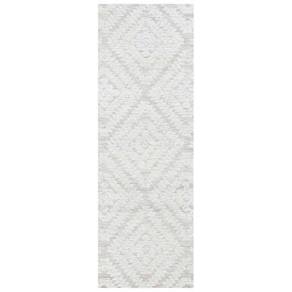 Micro-Loop Beige/Brown 2 ft. x 7 ft. Geometric Trellis Runner Rug
