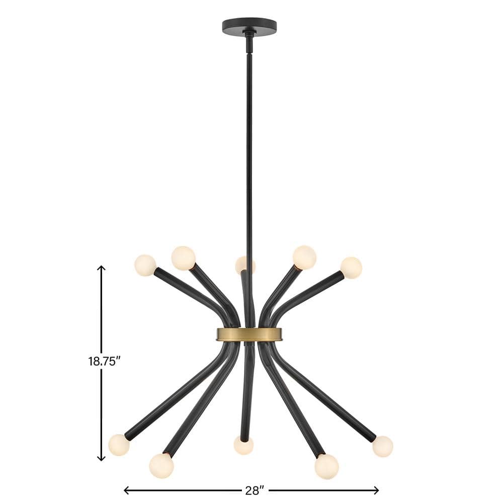 Axton Black and Brass 10-Light Sputnik Chandelier