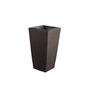 Eden Grace Wicker All-Weather Planter Set with Liners Tall Plant Decor Box for Outdoors Patio (Pack of 2)