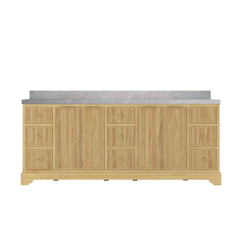"Austin Teak 84 in. W x 22 in. D x 36 in. H Double Sink Bath Vanity in Whitewashed with 2"" Pearl Gray Top" price history on PriceWatchPro