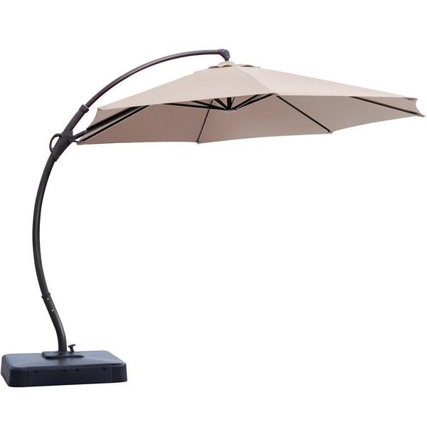 Unbranded 360-Degree Rotation Design 12 ft. Aluminum Cantilever Tilt Patio Umbrella in Beige with Base Included
