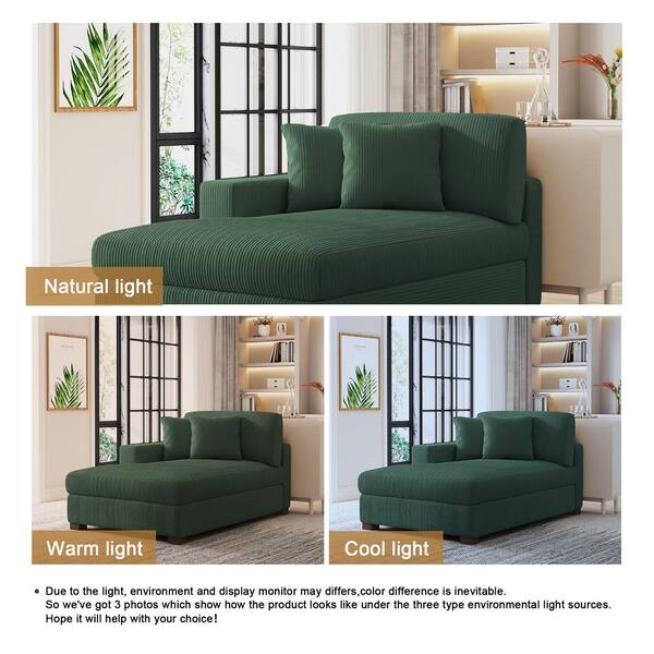 Uixe Hunter Green Corduroy Polyester Left Arm Facing Sectional
