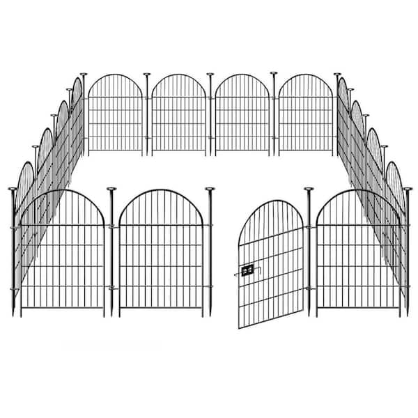 Unbranded 36 in. Metal Outdoor Garden Fence with Gate and Total 30.6 ft. Rustproof in Black (14 Panel)
