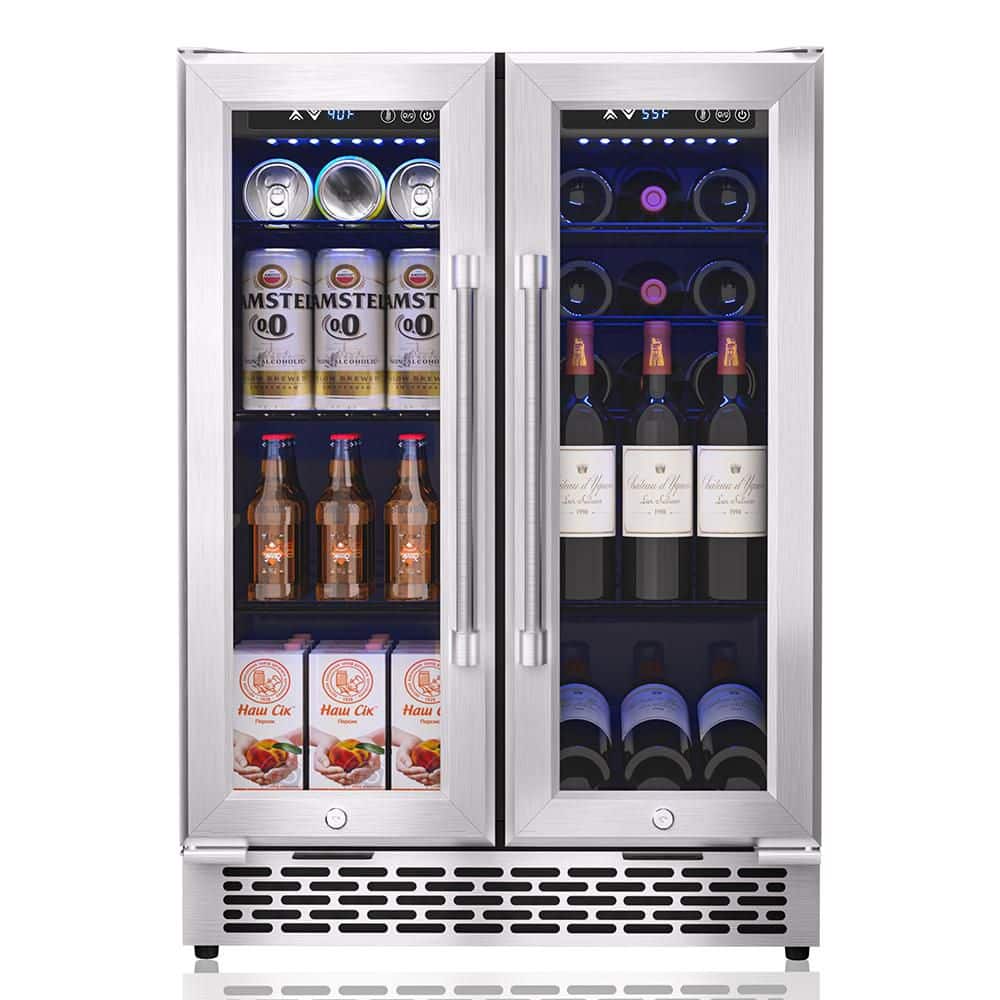 24 in. Dual Zone 18-Wine Bottles and 88-Cans Built-In /Freestanding Wine and Beverage Cooler in Stainless Steel price history on PriceWatchPro