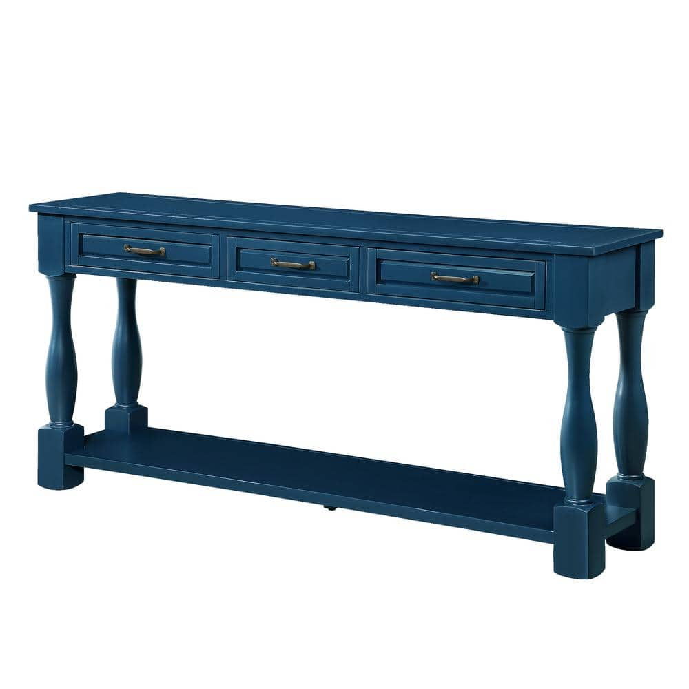 63.4 in. W x 14.6 in. D x 30 in. H Navy Blue Linen Cabinet with 3 ...