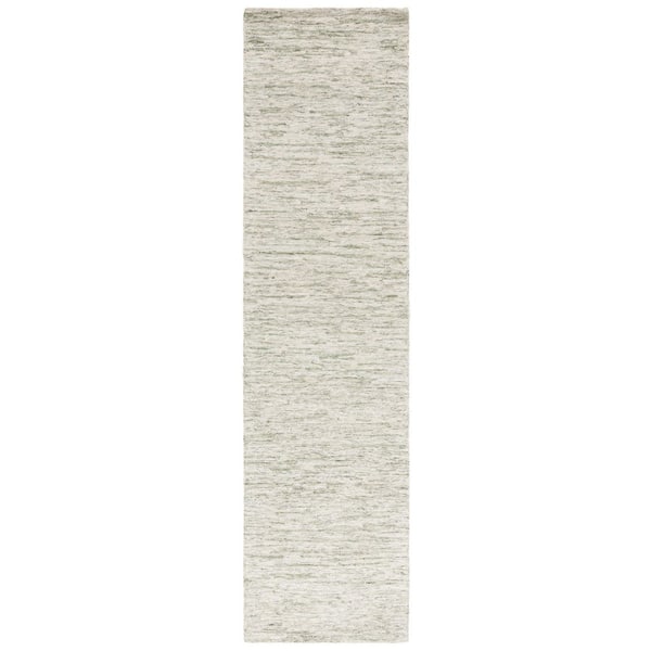 Ebony 2 ft. x 9 ft. Green/Ivory Distressed Striped Abstract Runner Rug