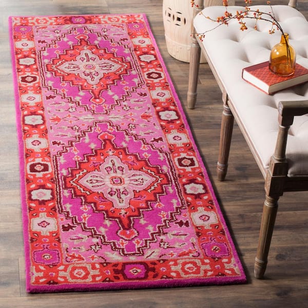 Bellagio Red/Pink 2 ft. x 8 ft. Border Floral Runner Rug