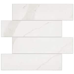 Macadam White Marble 11.81 in. x 10.82 in. 3.5mm Stone Peel and Stick Backsplash Tiles (8pcs/7.12 sq.ft Per Case)