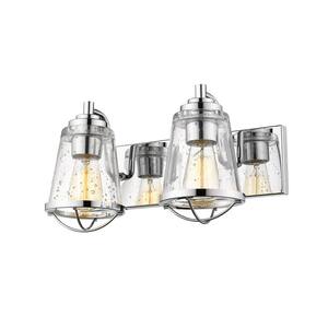 Mariner 16 in. 2-Light Chrome Vanity Light with Clear Seedy Glass Shade