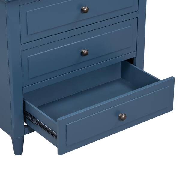 Harper & Bright Designs Blue Modern 3-Drawer 28 in. W Nightstand