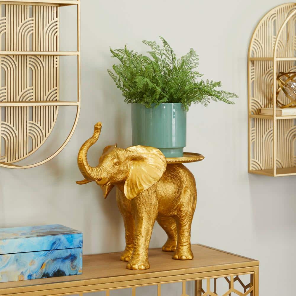 Novogratz Gold Resin Elephant Sculpture 041654 - The Home Depot