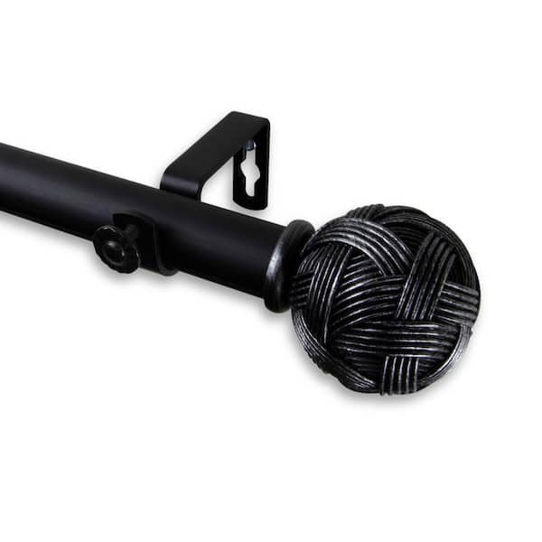 Rod Desyne 120-in to 170-in Black Steel Single Curtain Rod with Finials in  the Curtain Rods department at