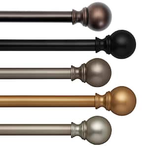 Cordelia 28 in. - 48 in. Window Curtain Rod in Antique Bronze with Globe Ball Finial