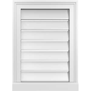 16 in. x 22 in. Vertical Surface Mount PVC Gable Vent: Functional with Brickmould Sill Frame
