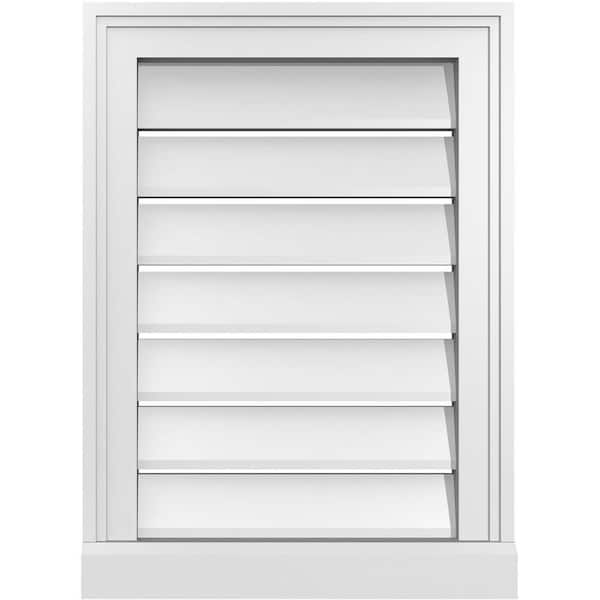 Ekena Millwork 16 in. x 22 in. Vertical Surface Mount PVC Gable Vent: Functional with Brickmould Sill Frame