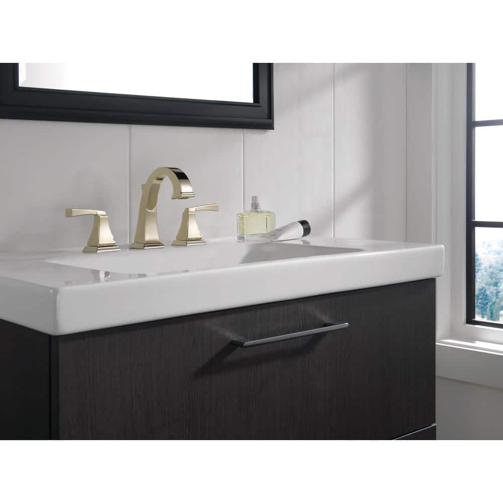 Modern Art Deco Inspired Polished Nickel Widespread Bathroom Faucet