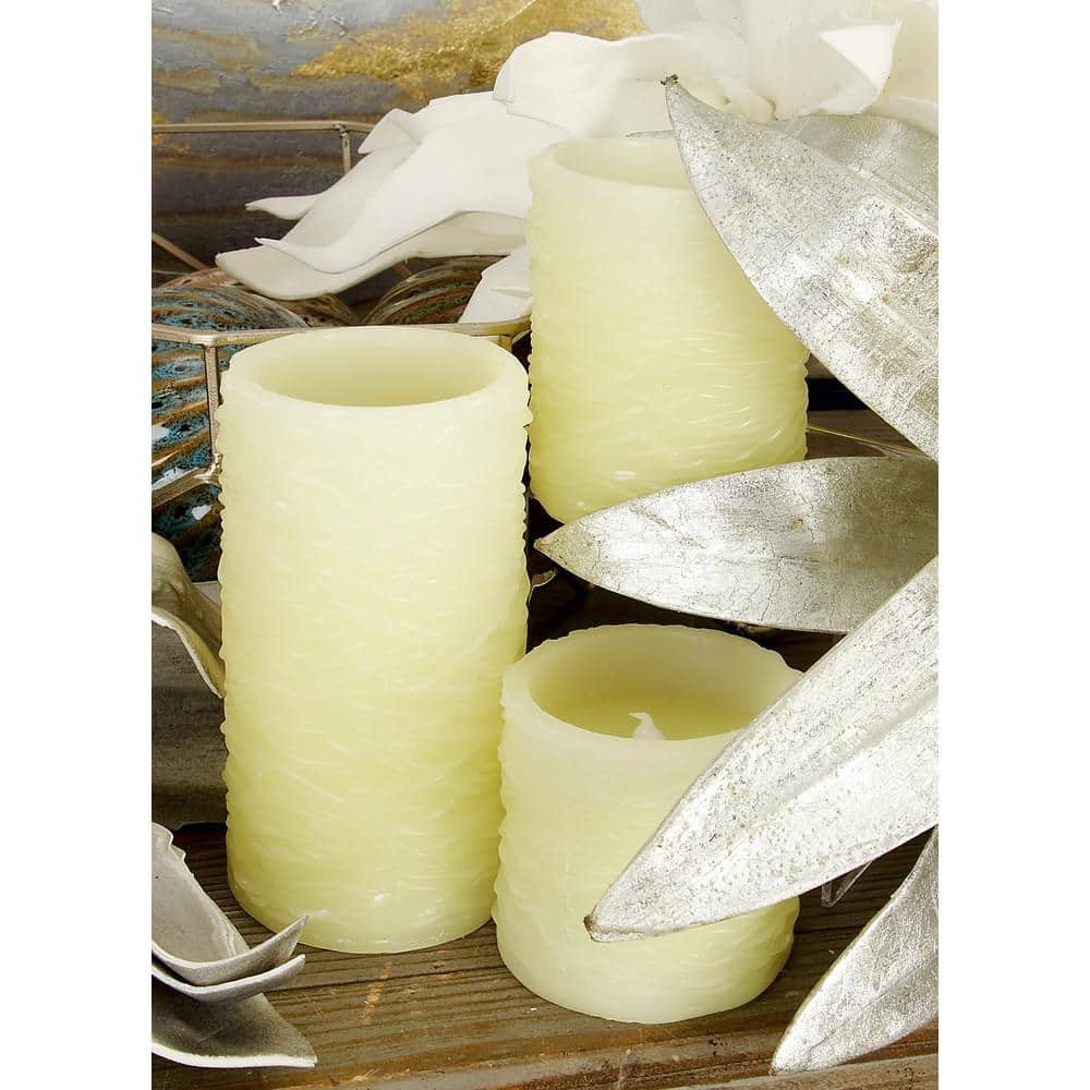 Litton Lane Cream Flameless Candle with Remote Control (Set of 3)