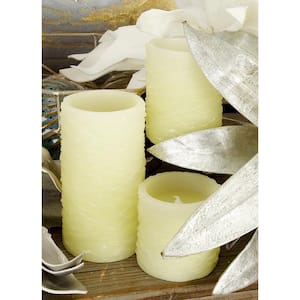 Cream Flameless Candle with Remote Control (Set of 3)
