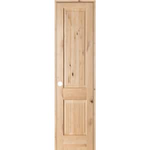 18 in. x 96 in. Knotty Alder 2 Panel Square Top V-Groove Solid Wood Right-Hand Single Prehung Interior Door