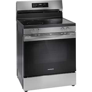 30 in. 5.3 cu. ft. 5 Burner Element Freestanding Self-Cleaning Electric Range in Stainless Steel with Air Fry