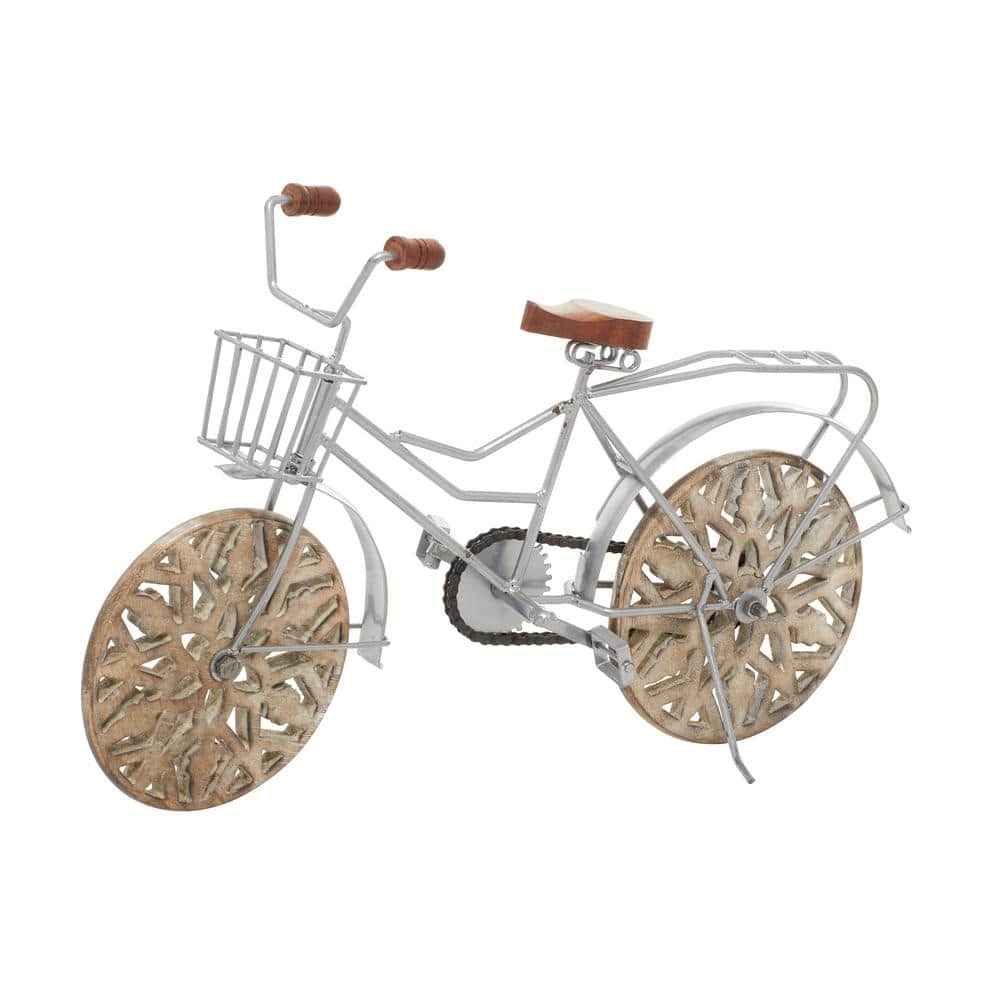 5 in. x 12 in. Brown Metal Bike Sculpture with Carved Wood Wheels price history on PriceWatchPro