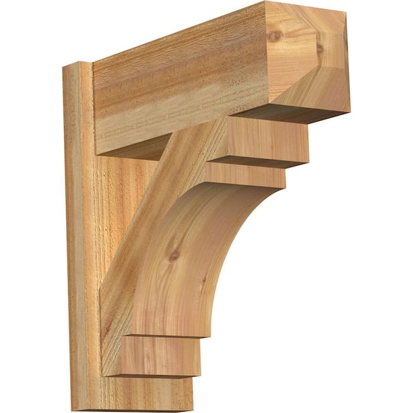 Ekena Millwork 8 in. x 22 in. x 22 in. Western Red Cedar Merced Craftsman Rough Sawn Outlooker